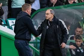 Celtic Manager Martin O'Neill (R) and Hearts Head Coach Wouter Vrancken 