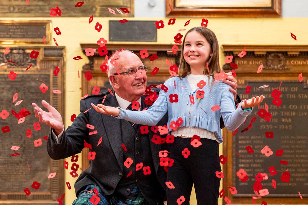 Poppyscotland beneficiary Rev. Peter Meager with youngest volunteer Ava Mitchell age 11
