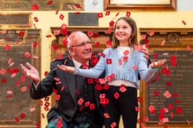 Poppyscotland beneficiary Rev. Peter Meager with youngest volunteer Ava Mitchell age 11