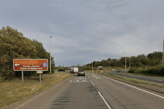 The busy road is closed from the Spott Roundabout near Dunbar