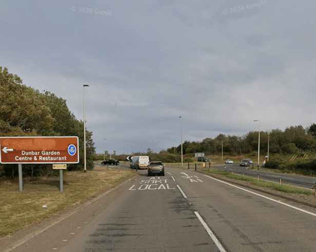 The busy road is closed from the Spott Roundabout near Dunbar