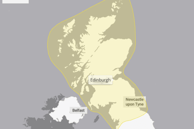 The whole of Scotland has been issued a yellow weather warning for wind on Saturday and Sunday