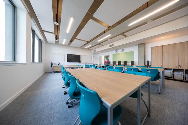 Wester Hailes High School has been completed to Passivhaus standard, which focuses on minimising energy consumption and reducing reliability on active heating or cooling systems.
