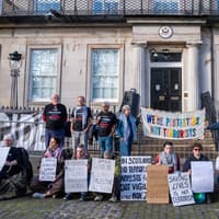Demonstrators hold vigil outside US consulate in Edinburgh in support of Palestine Action