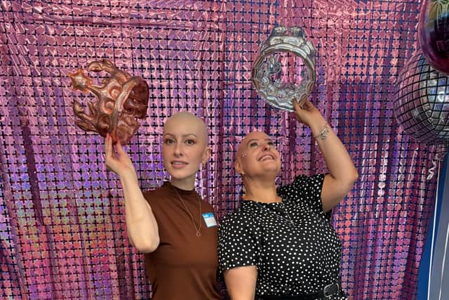 Emily Glaze (L) and Jen Davies (R) at Saturday's alopecia event