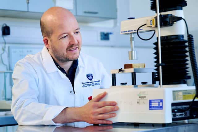Working in the lab at the Scottish Centre for Food Development and Innovation, QMU