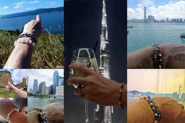 Show of support across the globe!
(L-R clockwise) Fyrish Monument,Scottish Highlands; Dubai, United Arab Emirates; Hong Kong Harbour (ICC), Ritz Carlton highest hotel in the world; Two IFC, Central Hong Kong; Ulceby, England; Linlithgow Palace, Scotland.