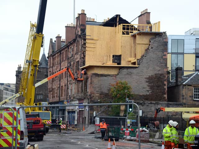 Ongoing work at the site of the Fountainbridge explosion.