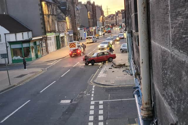 The vehicle on Portobello High Street was involved in a bad crash