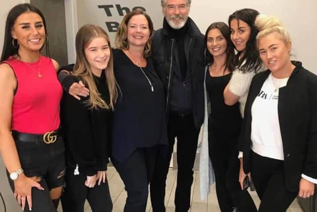 Pierce Brosnan at the hairdressers. Pic: Cheynes Hairdressing/Facebook