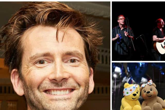 David Tennant, pic: PA Wire/ The Proclaimers, Pic: Getty Images/ Mini Children in Need teddy bears, Pic; Featureflash Photo Agency-Shutterstock.