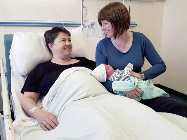 Birth: Ruth Davidson and her partner Jen Wilson celebrate the birth of their son Finn