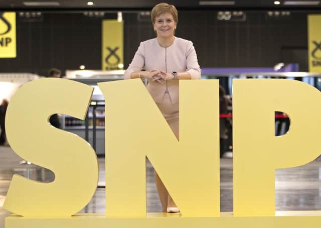 First Minister Nicola Sturgeon visits the trade stands at the 2019 SNP autumn conference in Aberdeen (Picture: Jane Barlow/PA Wire)