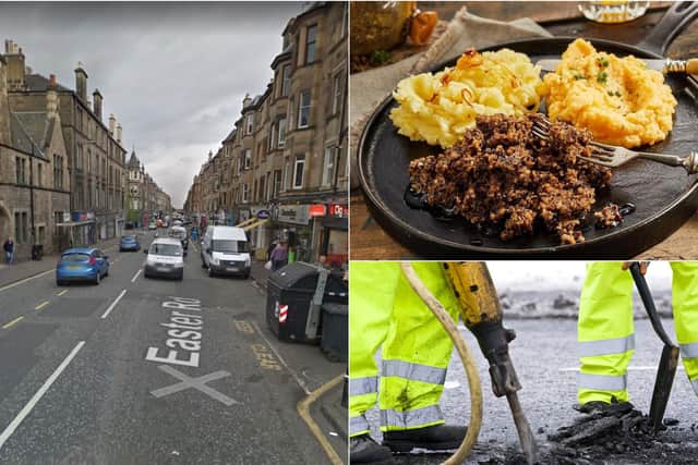 The bizarre row has developed over roadworks on Edinburgh's Easter Road. Pictures: Google / File