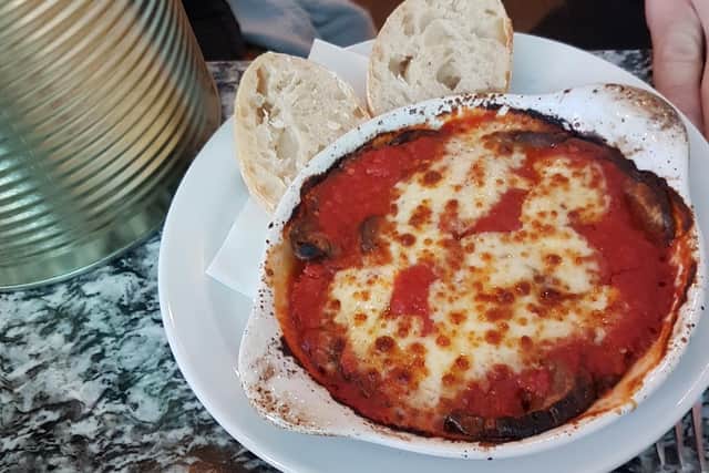 The aubergine parmigiana (4.15) was nuclear temperature and saucy
