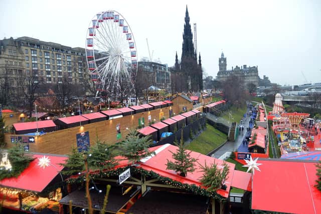 A view of the Edinburgh Christmas Market.