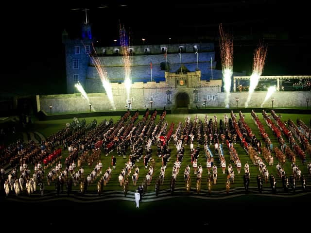 The Tattoo took place in Sydney's ANZ stadium with a full-size replica of Edinburgh Castle
