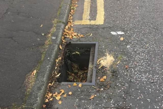 A wheel became stuck inside an open drain cover. Picture: Contributed