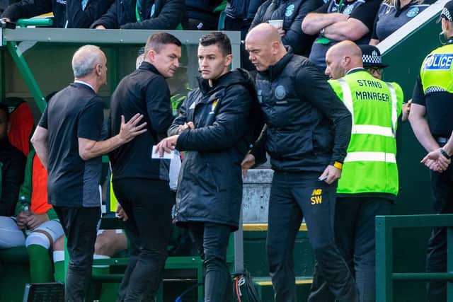 One of his more memorable moments this campaign saw Heckingbottom kick a water bottle which hit a linesman. Picture: SNS