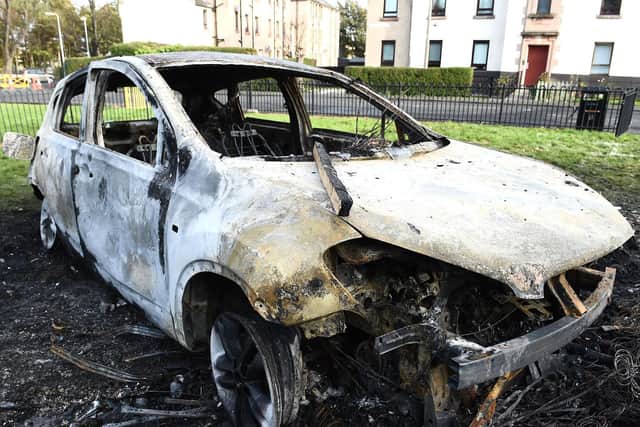 A car was driven onto a bonfire during widespread trouble in 2017