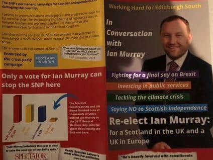 Mr Murray's campaign leaflet.