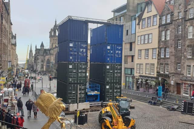 The containers on the Royal Mile. Pic: Ian Georgeson