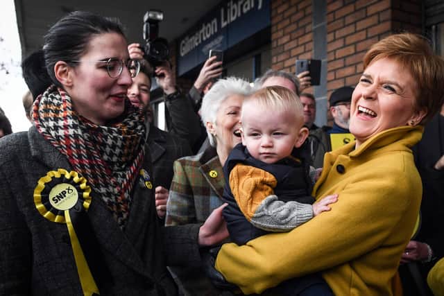 Edinburgh South SNP candidate Catriona MacDonald on the campaign trail with First Minister Nicola Sturgeon. Picture: AFP/Getty