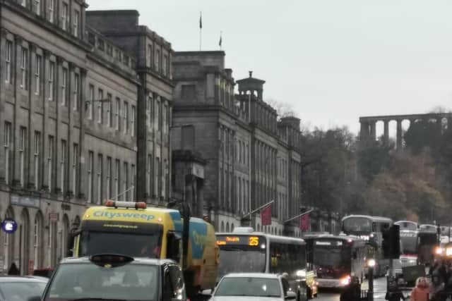 Buses are being delayed and a picture shared with the Evening News shows head-to-tail traffic jams on Waterloo Place, which has been described as 'gridlocked'. PIC: @EdinburghPython