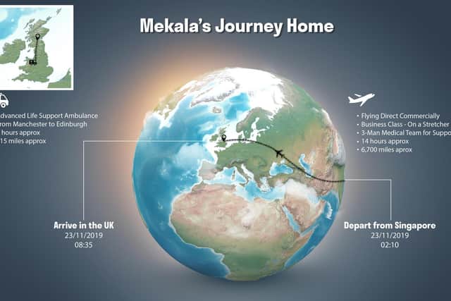 A graphic showing Mekala's journey home (Photo: tifgroup)