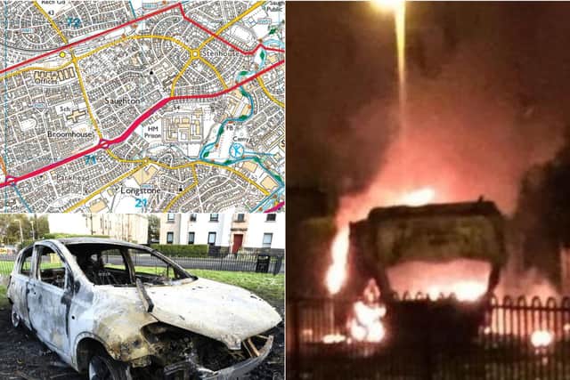 Cars were set on fire in parts of Edinburgh two years ago.