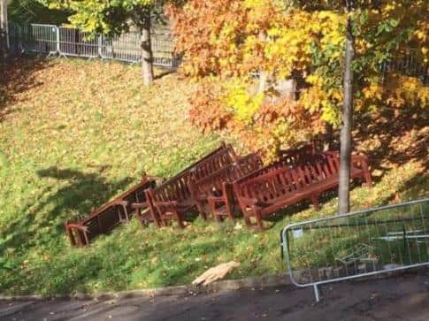 The memorial benches in Princes Street Gardens. Pic: Ross_1987/Twitter.