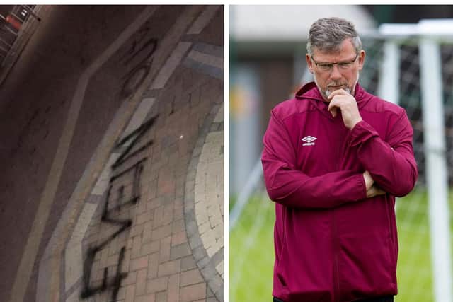 The graffiti has been sprayed next to the Hearts ground Pic: Twitter/Dany Brunton