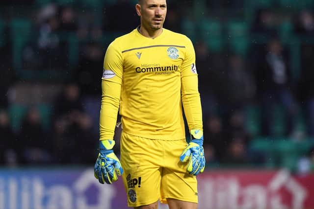 Ofir Marciano is back in goal for Hibs, Pic: SNS