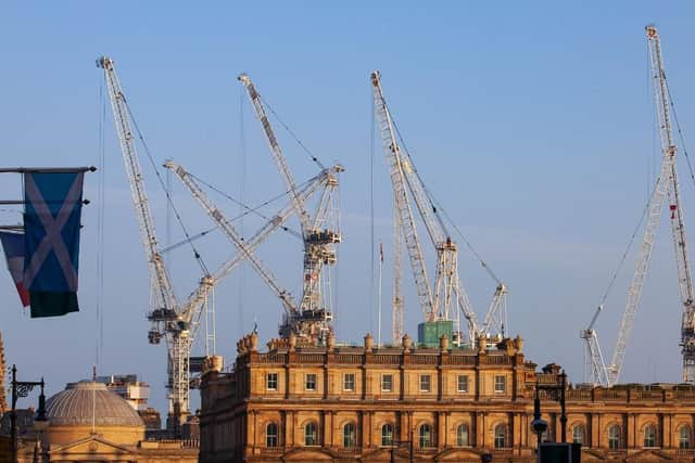 The tower cranes.