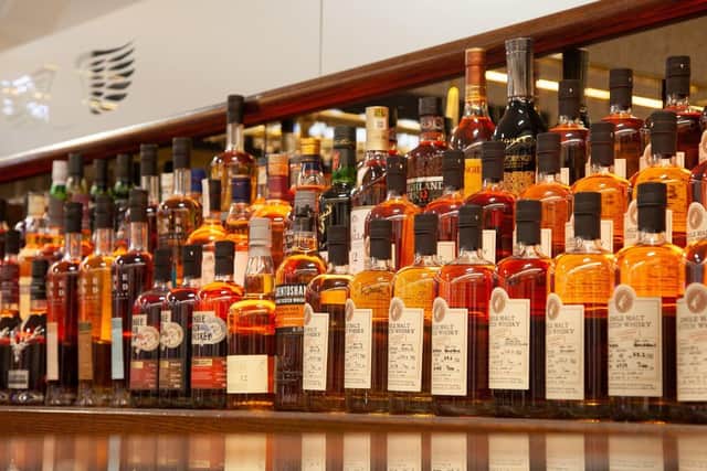 Some of the whiskies on offer at Usquabae Whisky Bar and Larder.