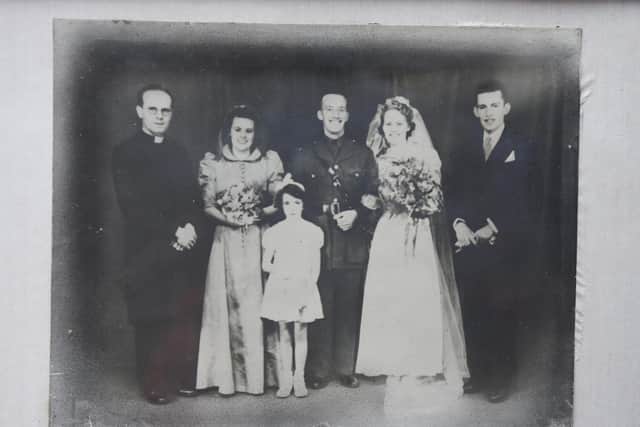 A photograph from Mary's wedding day in 1942.