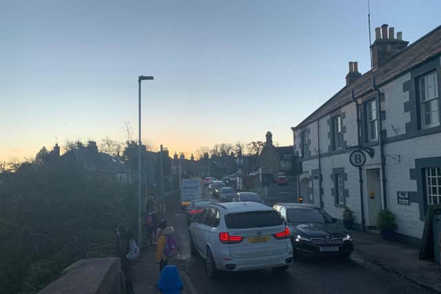 This picture is of Ratho on a 'good day' as the closure of Cliffton Road exacerbates the traffic problem.