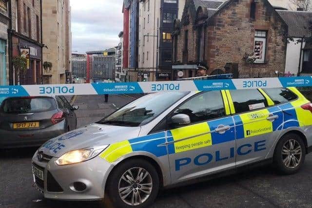 Part of Holyrood Road was sealed off yesterday.