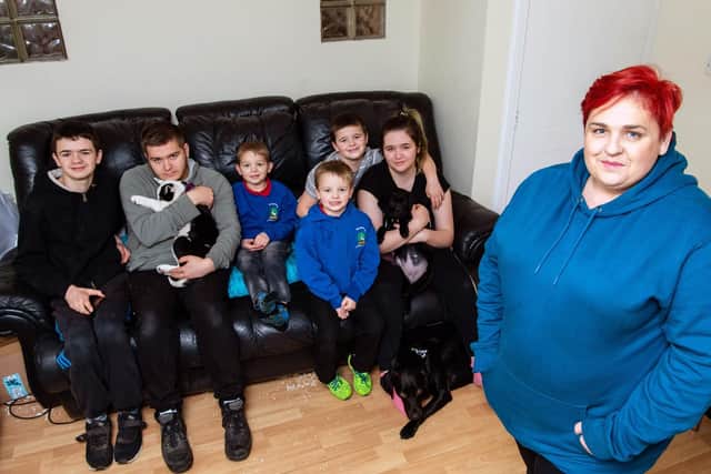 Lorna Paterson and kids Callum, Ryan, Daniel, Sam, Adam, Kirsty, family of seven from Cockpen want to say thanks to locals who helped them after their house was devastated by fire