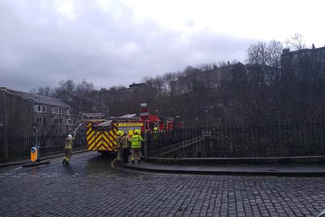 Fire and rescue teams arrive at the Water of Leith