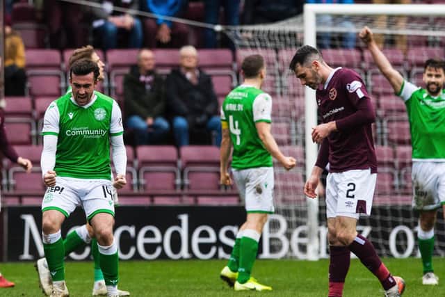 Full-time was met by a mixture of display and anger from the Hearts camp. Picture: SNS