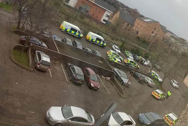 The disturbance sparked a large police response in Wester Hailes today. Pic: Stephen Adam Gallacher/Edinburgh Crime and Breaking Incidents Facebook group.