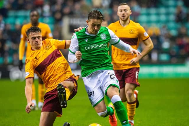 Scott Allan in action for Hibs against Motherwell this past weekend. Picture: SNS