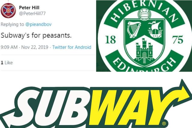 'Go Hibs!' - Subway launches hilarious Twitter tirade after Hearts fan claims food is for 'peasants'
