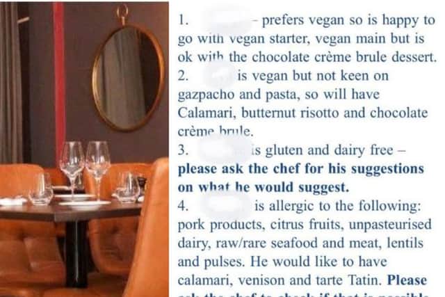Edinburgh restaurateur hits out at diners that are killing the catering industry with 'faux' dietary requirements