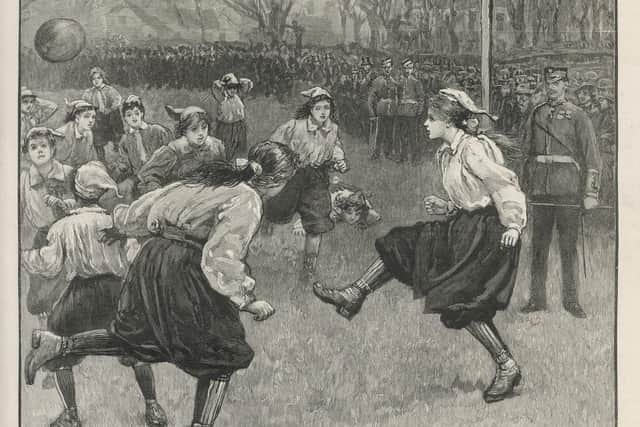 An illustration of the first 'British ladies' football match.