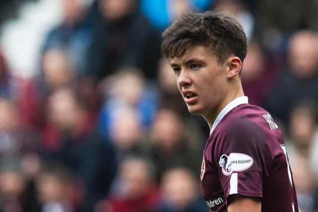 Hearts full-back Aaron Hickey is reportedly wanted by Manchester City. Picture: SNS
