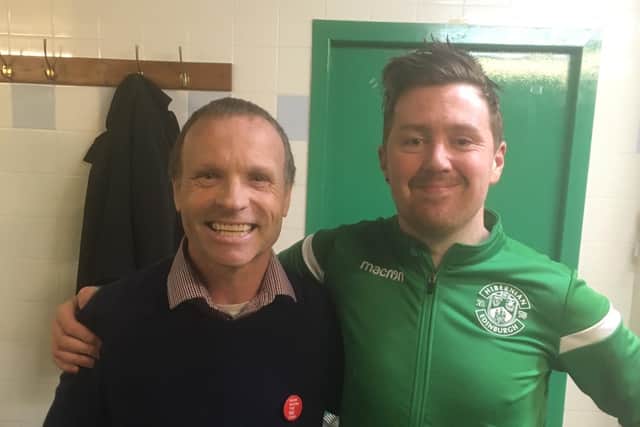 Kieran Power (right) embarked on a 186-mile cycle to watch Hibs against Ross County.