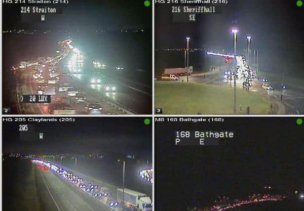 Cameras show long queues from junction 2 at Claylands after the accident