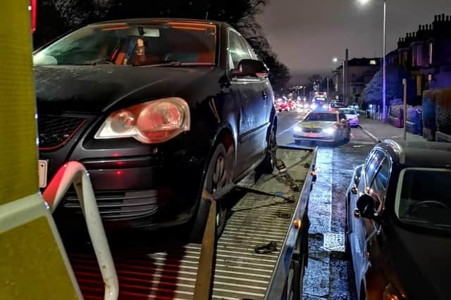 The car was seized in Corstorphine on Tuesday night. Pic: Road Policing Scotland/ twitter